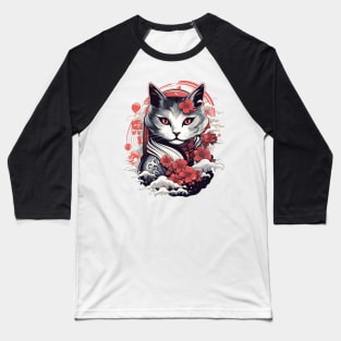 Cat geisha Nekomata Baseball T-Shirt